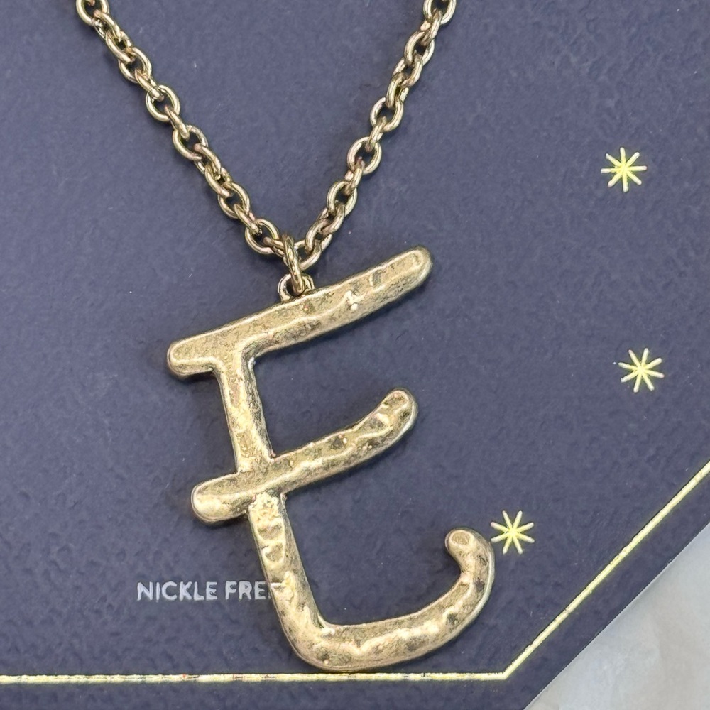 Melrose and Market Gold Multi Chain Necklace with Initial “E” Pendant